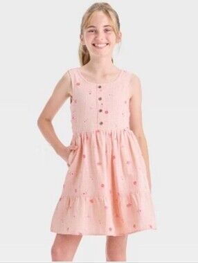 Cat & Jack Pink Sleeveless Woven Tier Dress